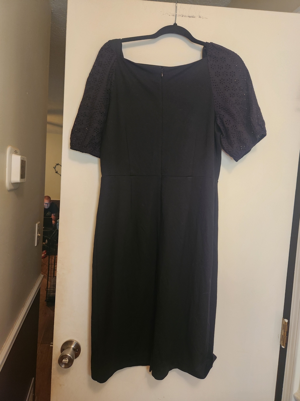 Ann Taylor Factory Black Eyelet Puff Sleeve Midi Dress 10